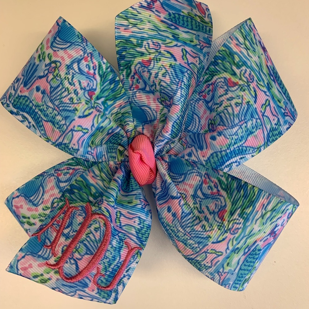 Any Initials,  Large Hair Bow with Monogram
